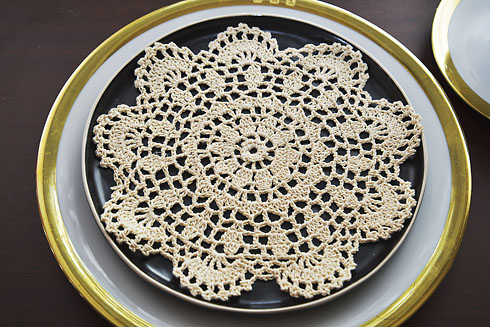 Wheat color Round Crochet Doily